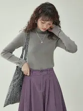 北島AMUU オリジナル ヴィンテージ風 ハイネックニットトップス【ウール混・秋冬用・レディース】