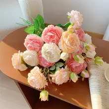 リアルなバラ 花束 リビング 食卓 装飾 プラスチック
