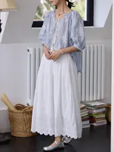 TIONGTIONG レトロ レース付き ハイウエスト Aラインスカート【春用・女性向け・スタイルアップ】