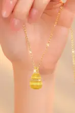 金色の純銀製ネックレス【長さ調整可能・葫芦モチーフ・女性用】