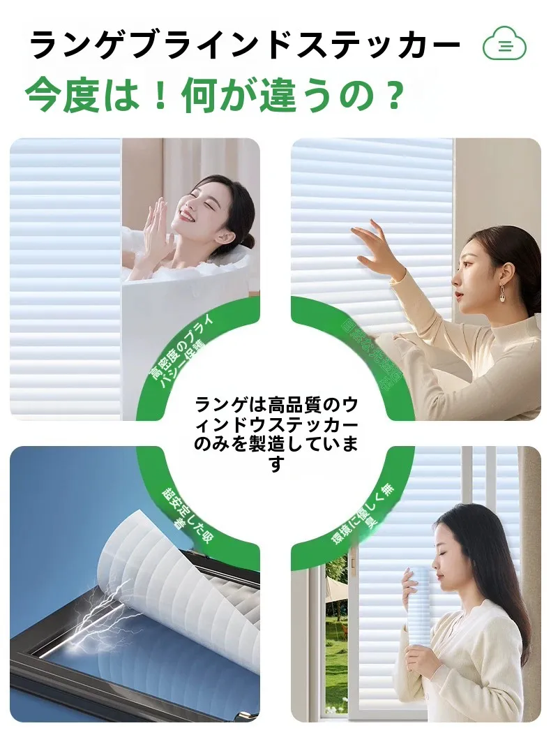 プライバシー保護用ブラインド風窓貼りシート：光を通し人を通さない機能を実現