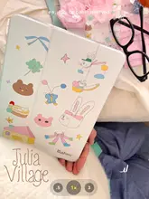 かわいいデザインの全包型iPadケース【アクリル製・透明カバー・ペンホルダー付き】
