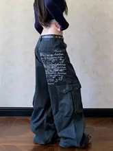 カーゴパンツ レディース フレア レタープリント アメリカン風 クール 上品 着痩せ 着回し 「Apocket」