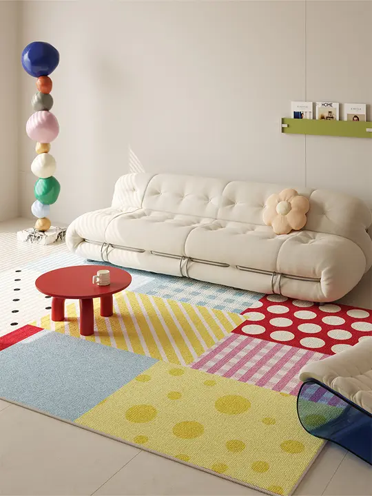 ラグ マット リビング 寝室 カラフル ポップ クリーム 上品 おしゃれ 防水 拭ける ウォッシャブル 「RUG」