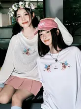 花柄透湿冷感日焼け防止カーディガン【夏季・ルーズフィット・長袖Tシャツ】