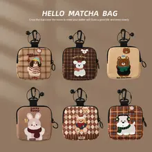 可愛らしいキャラクター鍵ケース【ミニファスナー・収納用・チェック柄】（セットアップ対応）