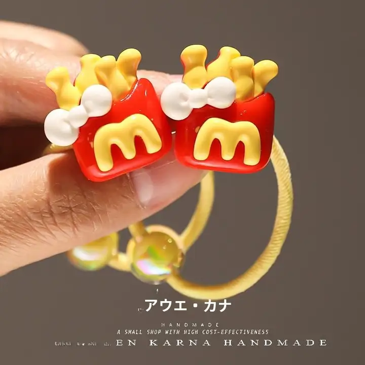 可愛いポテトフライモチーフの子供用ヘアゴム【超可愛い・女の子用・髪飾り】