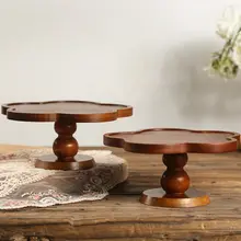 中古風の木製高脚トレー【スイーツ・デザート用・飾り棚としても】