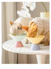 猫のボウル 高脚 大口径 セラミック マカロン色 ブラックチンにくい