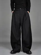 リラクシーなシルエットのワイドレッグパンツ【メンズ・ダークスタイル・ハーレムパンツ】（セットアップ対応）