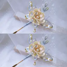 手作りのシルク髪飾り【国風スタイル・ヘアアップ用アクセサリー】