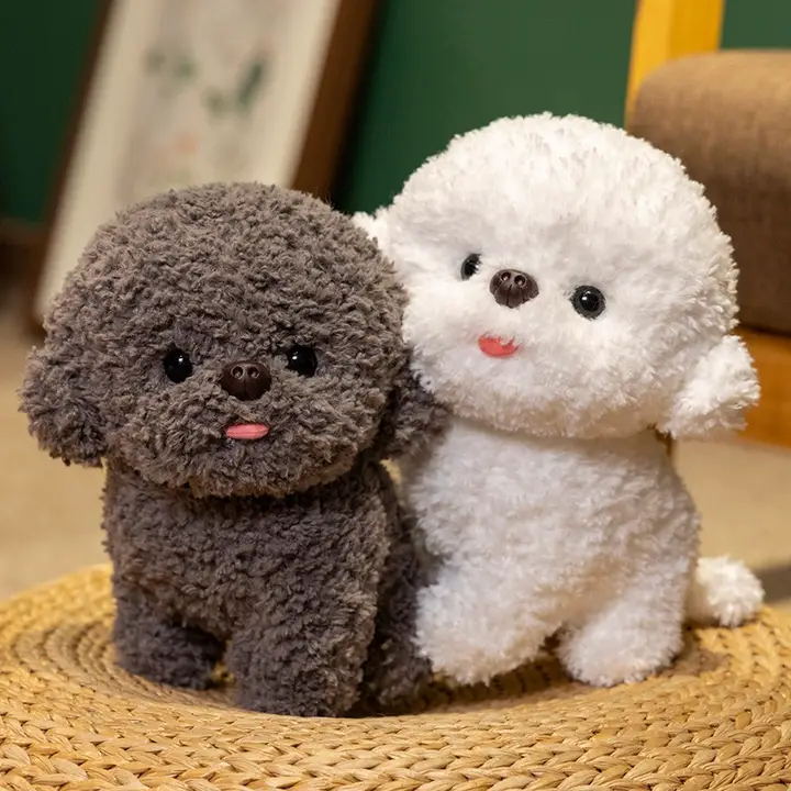 可愛いビションフリーゼ犬ぬいぐるみ【毛羽立ちのあるおもちゃ・子供向け・ペットの友】