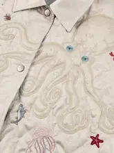 海底モチーフ刺繍 2way シャツスタイルコットンコート