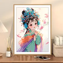 クロスステッチ 手刺繍 古典美人 人物画 桃の花 モダン シンプル リビング 寝室 インテリア
