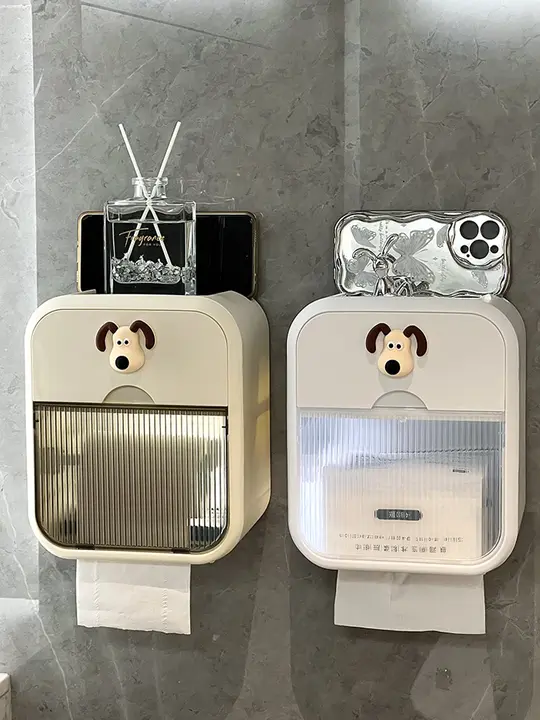 防水壁掛けトイレットペーパーラック【穴あけ不要・トイレ用・収納】