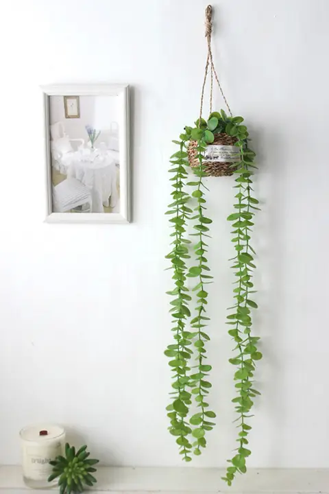 フェイクゴールドマネー植物 壁掛け 家具装飾 グリーン植物 小型バスケット