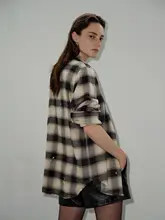 春秋用ウール混紡チェック柄シャツ【レトロデザイン・長袖】