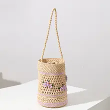 手作り編みバッグ【ラフィア素材・スイートオーキッドデザイン・DIYキット】