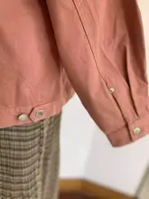 トレンドを押さえたゆったりとしたデザイン！ボタン付きデニムジャケット【落ち感・襟付き】