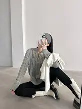 PAPERLLL 半ラップジップのツイストニットセーター【秋冬用・女性・フィット】