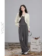ファッションタンクトップとワイドパンツの秋用コーディネート（セットアップ対応）