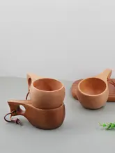 天然木製 フィンランドスタイル マグカップ【木製ハンドル・ミルクコーヒー・アウトドア用】