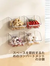キッチン用壁掛け収納ボックス【ニンニク・ショウガ・ネギ用・透明デザイン・多機能】