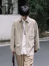 ストライプ柄 コーデュロイ長袖シャツ【男性用・カジュアル・通勤に最適】