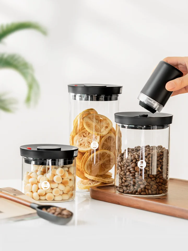 TIMEMORE 真空ガラス密閉容器【食品・お茶・コーヒー豆用・キッチンストレージ】