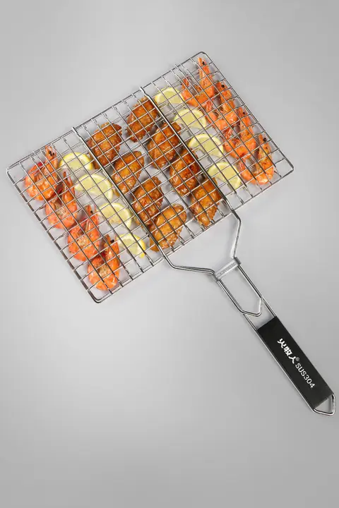 304不锈鋼 バーベキュー用 魚焼き網クランプ【調理用具・グリルネット】