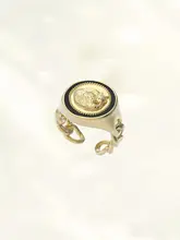 猫デザインのオープンフィンガーリング【レトロスタイル・ゴールドコーティング】