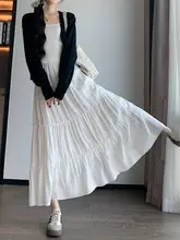 夏季ファッション！白色ハイウエストAラインスカート【極上の柔らかさ・透け感のあるメッシュ・体型カバー】