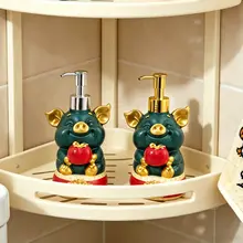 ソープディスペンサー 豚 招き豚 おしゃれ ハンドソープボトル ポンプボトル 詰め替え 家庭用 洗面所 バスルーム ボディソープ 乳液ボトル
