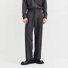 深灰色の高級感あるスーツパンツ【秋冬用・免縫製・通勤・カジュアル】