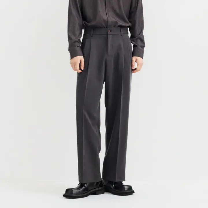 深灰色の高級感あるスーツパンツ【秋冬用・免縫製・通勤・カジュアル】