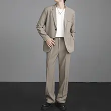 秋冬用 スリムフィット メンズジャケット【カジュアルスタイル・ダブルボタン・パンツ付き】（セットアップ対応）