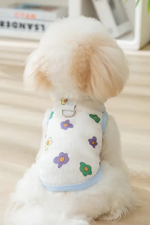 小型犬用 夏用 カワイイ全身プリントリード付きベスト【テディ・シュナウザー対応】