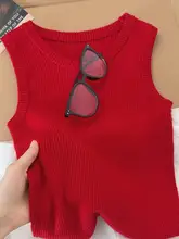 おしゃれなワインレッドのニットキャミソール【フィット感・冷感生地・夏用】