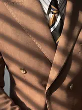 カキ色ダブルブレストジャケット【カジュアル・秋用・ノッチドラペル】