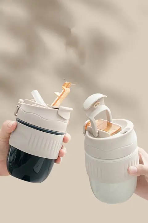 南山先生 持ち運び可能なストロー付きマグカップ【コーヒー用・ミニサイズ・大容量・かわいいデザイン】