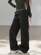 重厚なデザインのPUレザー製ワイドレッグパンツ【ブラック・ダブルステッチ・ポケット付き】