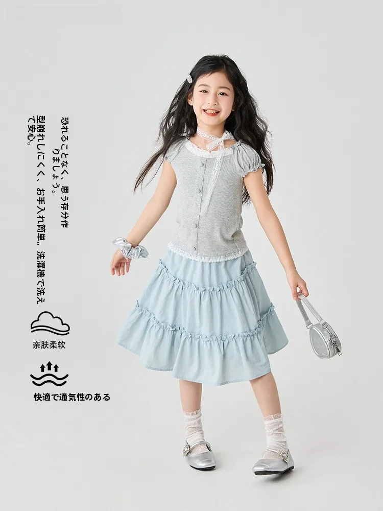 4歳女の子用プリンセスドレス：ショートスリーブ・韓国風デザインのセットアップ対応アイテム