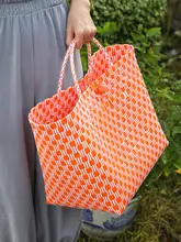 大容量編み込み風ペット用ショッピングバスケット【野菜買い出し・ピクニック・収納用】