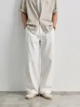 都市的なミニマルスタイルのラエセル素材パンツ【ウォッシュ加工・ルーズフィット・ストレートレッグ】（セットアップ対応）