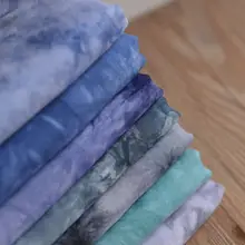 藍色タイダイコットンシフォン夏用生地【全棉・DIY用・スカーフやドレスに最適】