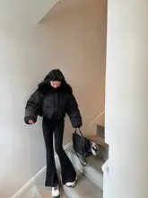 Lilylikes 超細針編みフレアパンツ【30％ウール・ストライプデザイン・ロングレッグ】