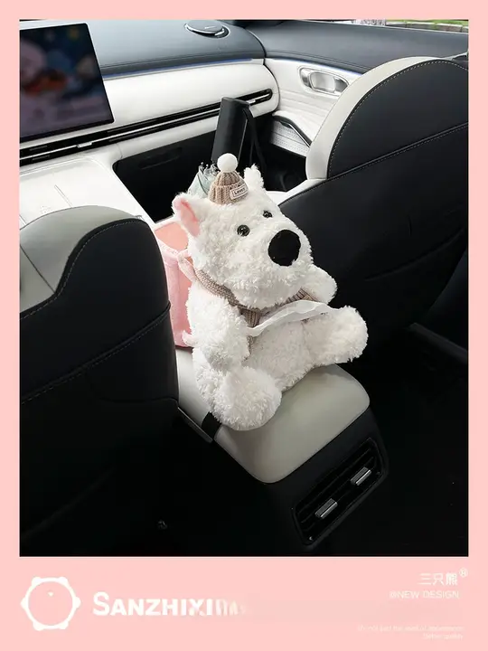 可愛い犬デザインの車用ゴミ箱【ダブル機能・ティッシュホルダー付き・多機能収納】