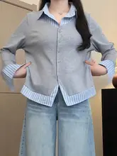 春にぴったり！ポロ襟の長袖ブラウス【体型カバー・デザイン性・大きいサイズ対応】（セットアップ対応）