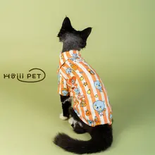 HOiii PET デボンレックス用 柔らかいオレンジジュース柄Tシャツ【純綿・猫用・スリープウェア】