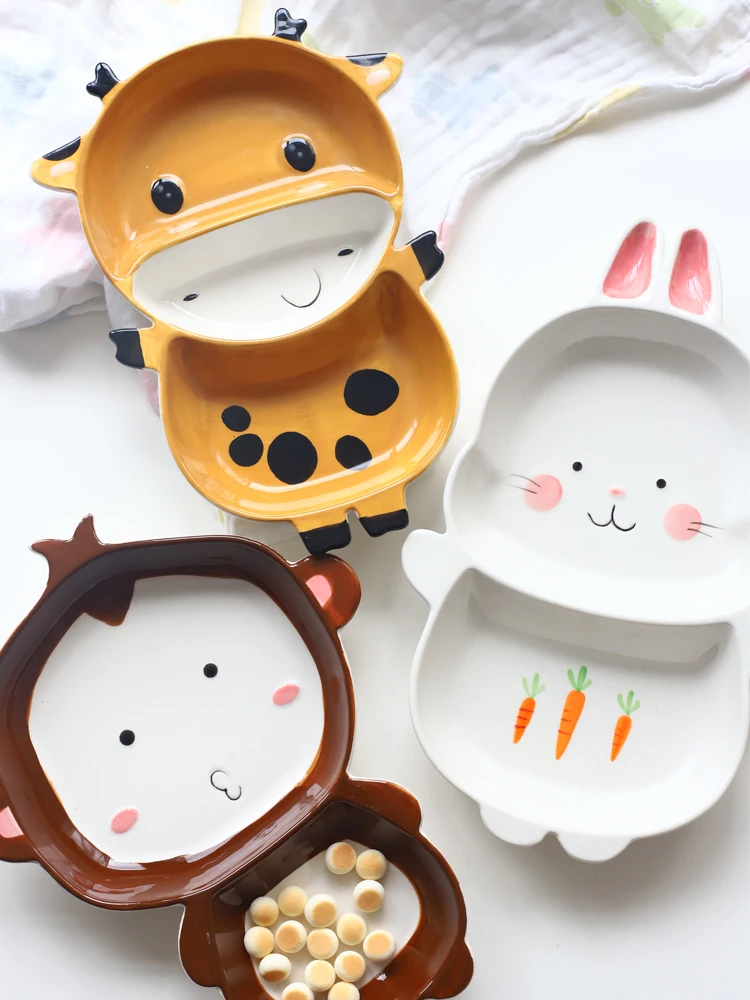 モンキーグリッドディナープレート：子供向けのかわいい動物モチーフ陶器飯盤の実用性と使い方